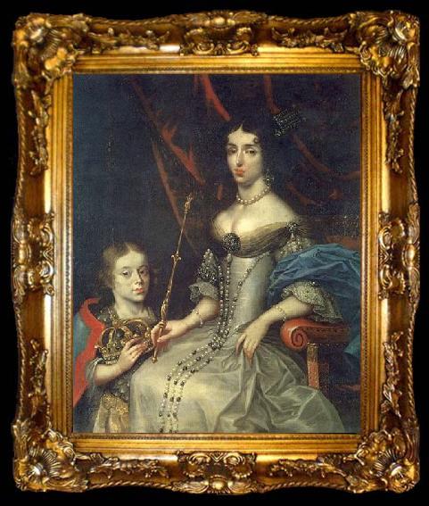 framed  Daniel Schultz the Younger Portrait of Maria Kazimiera with her son Jakub Ludwik, ta009-2